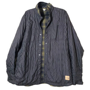 The North Face Mens XL Black Fort Point Jacket Quilted Flannel Reversible Black